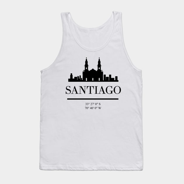 SANTIAGO DE CHILE BLACK SILHOUETTE SKYLINE ART Tank Top by deificusArt